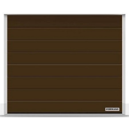 Porte de garage Hörmann RenoMatic Woodgrain rainure M RAL 8028 brun terre