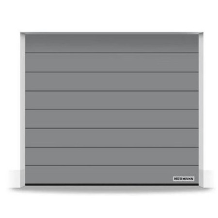 Porte de garage Hörmann RenoMatic Woodgrain rainure M RAL 9007 alu gris