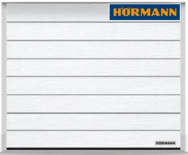 Porte de garage Hörmann RenoMatic Woodgrain rainure M RAL 9016 blanc trafic