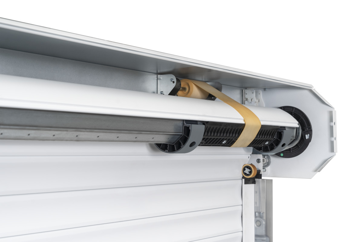 Mécanisme de la porte enroulable Hörmann RollMatic avec DuraBelt