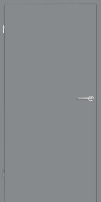porte fin de chantier à recouvrement  couleur Ral 7037 Gris poussière Gauche