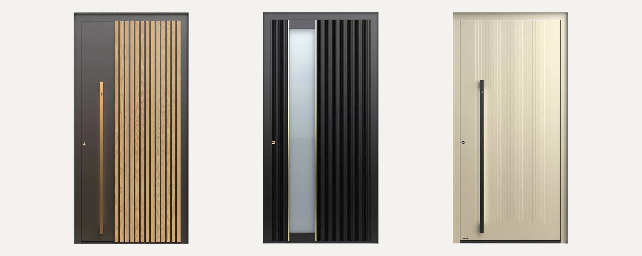 Porte d'entrée Pirnar Vertical Grace : lignes verticales et lames Japandi, configurez-la en ligne
