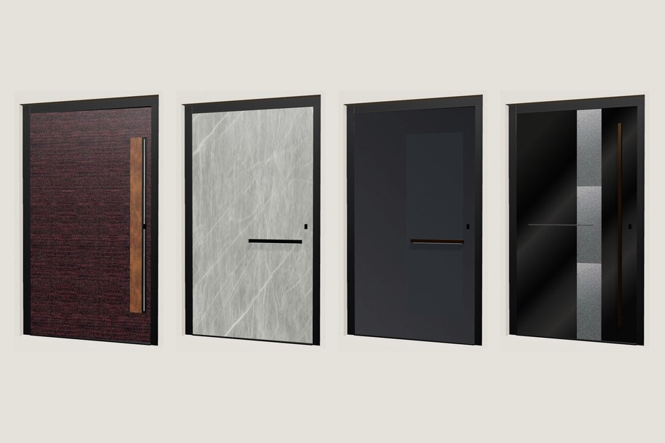 Porte pivot Pirnar prix : 7 modèles sur mesure verre, pierre ou alu — configurateur 3D en ligne